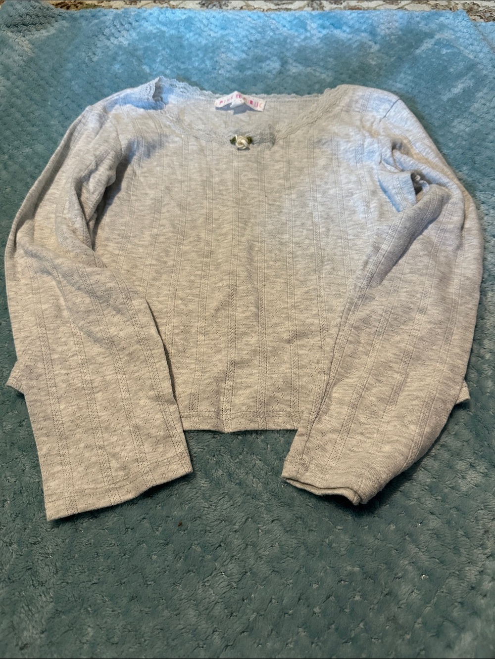 Pink Republic Light Gray Girl’s Knit Long Sleeve - Classic Crewneck